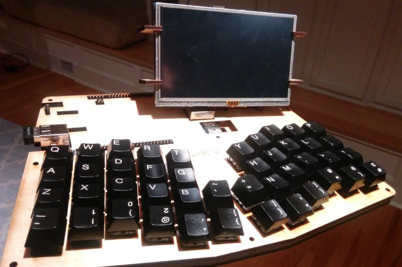 the keycaps in place in a wooden case